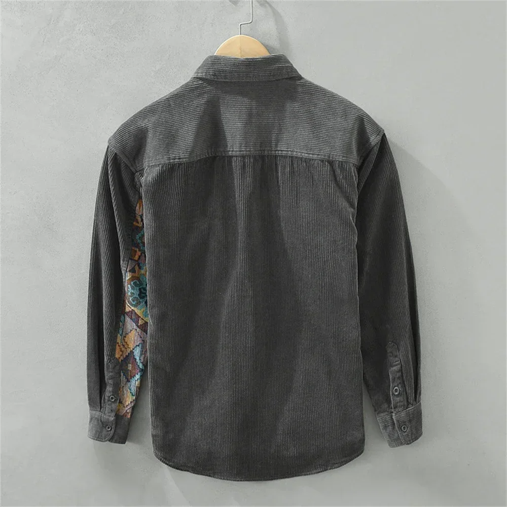 Abstract print men's casual shirt. Relaxed fit, long sleeve button-up for versatile all-season wear.