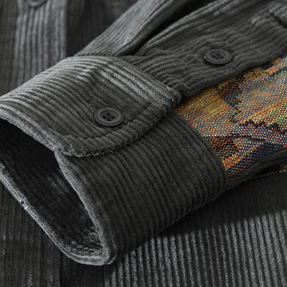 Modern men's relaxed fit shirt, an abstract patterned long-sleeve button-up. Perfect versatile casual wear.