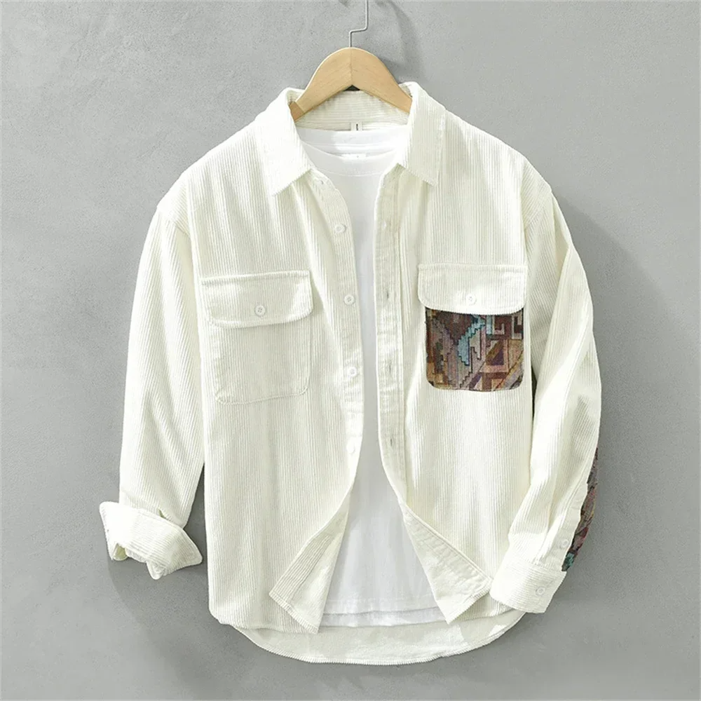 Stylish abstract print men's shirt. Relaxed fit, long sleeve casual button-up, versatile menswear apparel.