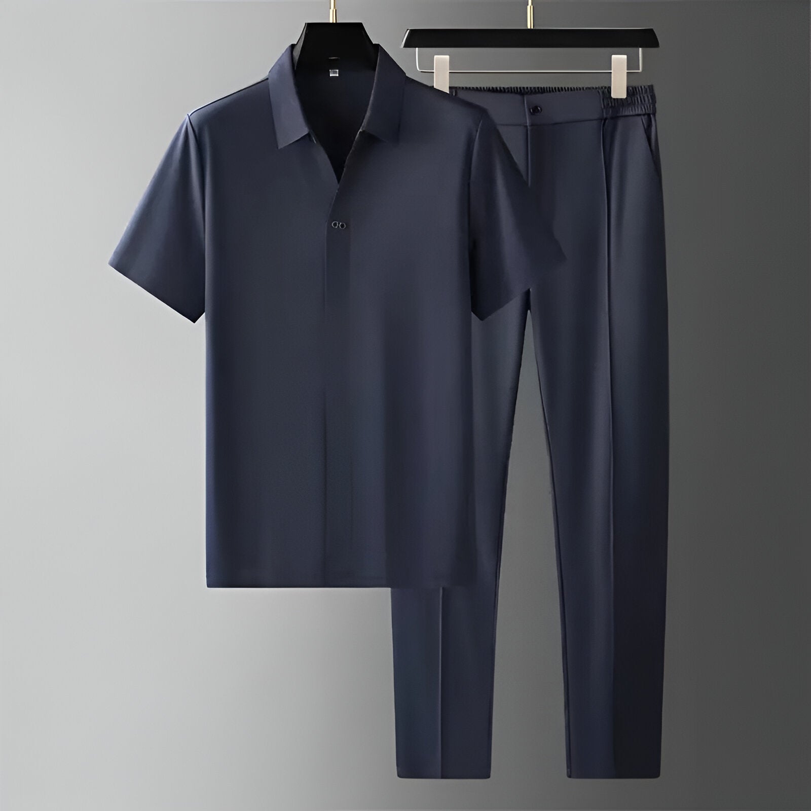 Men's relaxed fit all-day lounge set, a comfortable two-piece casual wear outfit for home or travel.