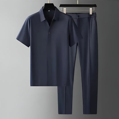Men's relaxed fit all-day lounge set, a comfortable two-piece casual wear outfit for home or travel.