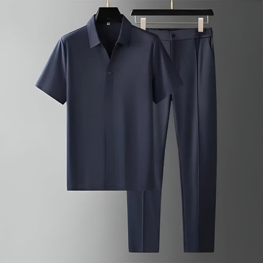 Men's relaxed fit all-day lounge set, a comfortable two-piece casual wear outfit for home or travel.