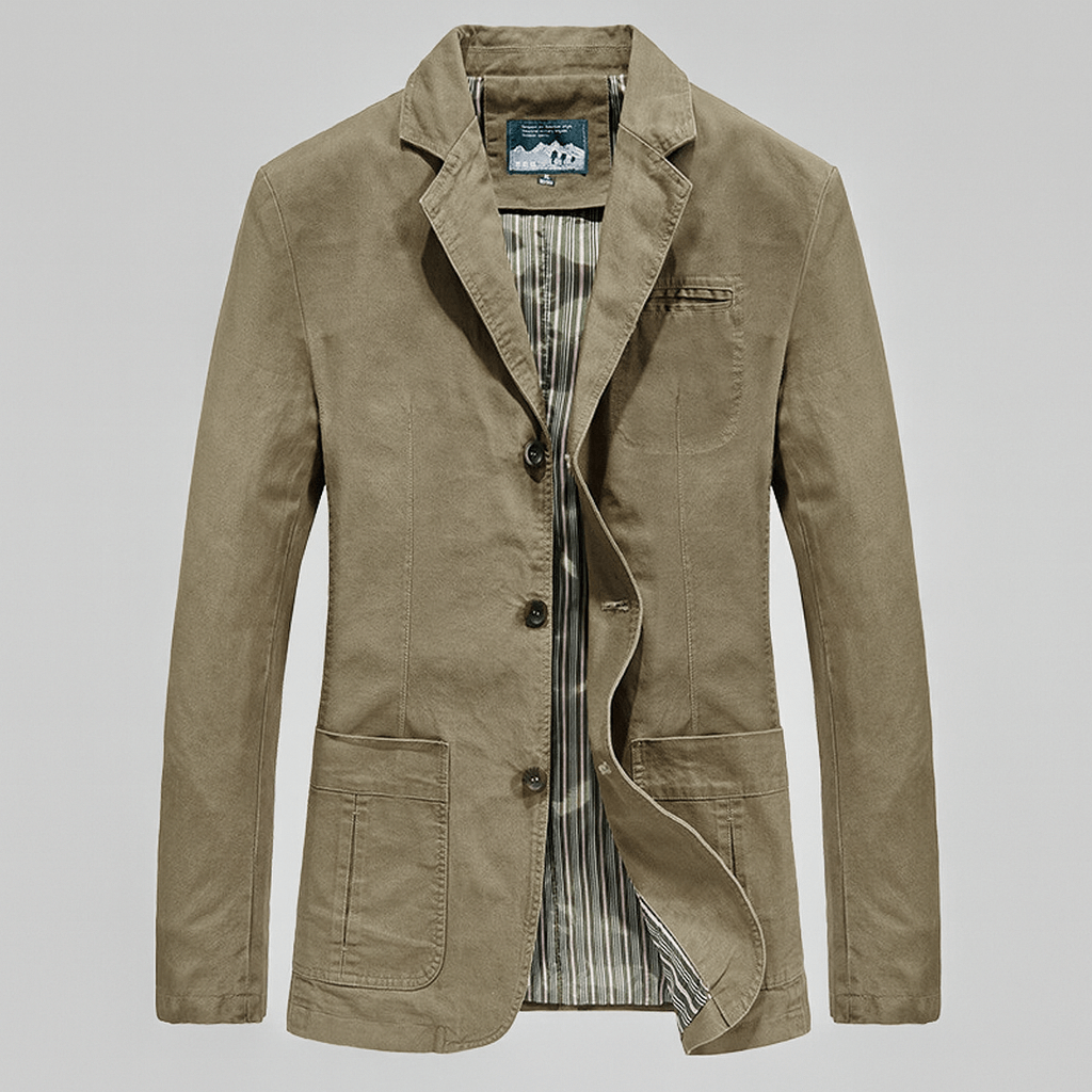 Effortless comfort in a men's casual blazer. Versatile tailored jacket for smart casual layering.
