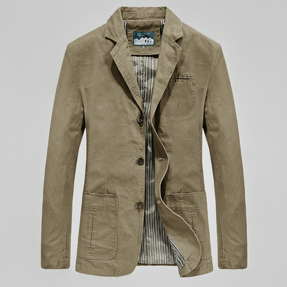 Effortless comfort in a men's casual blazer. Versatile tailored jacket for smart casual layering.