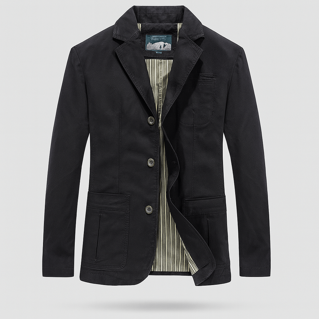 Men's chic casual jacket, a tailored blazer with effortless comfort. Perfect for smart casual layering.