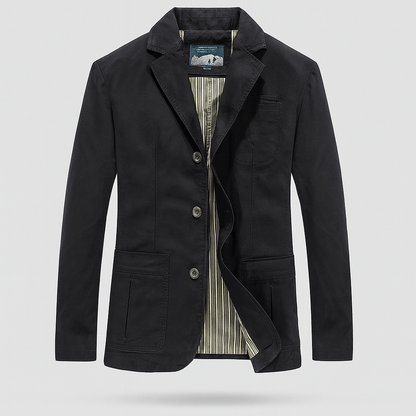 Men's chic casual jacket, a tailored blazer with effortless comfort. Perfect for smart casual layering.