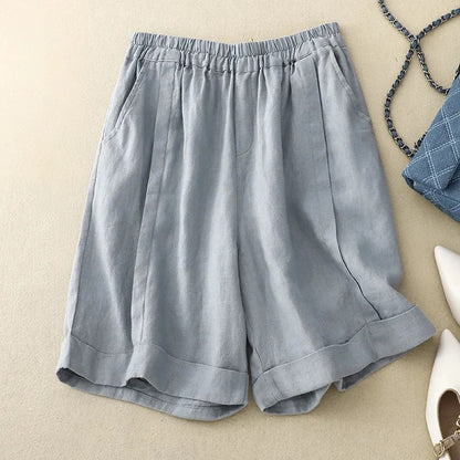 Men's relaxed fit blue summer shorts, comfortable & stylish for casual warm weather fashion.