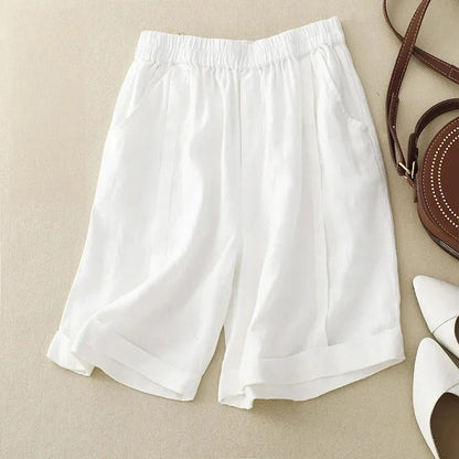 White relaxed fit men's casual shorts, tailored for ultimate summer comfort and style.