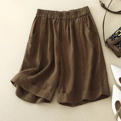 Brown tailored relaxed fit summer shorts for men, offering comfortable casual everyday wear.