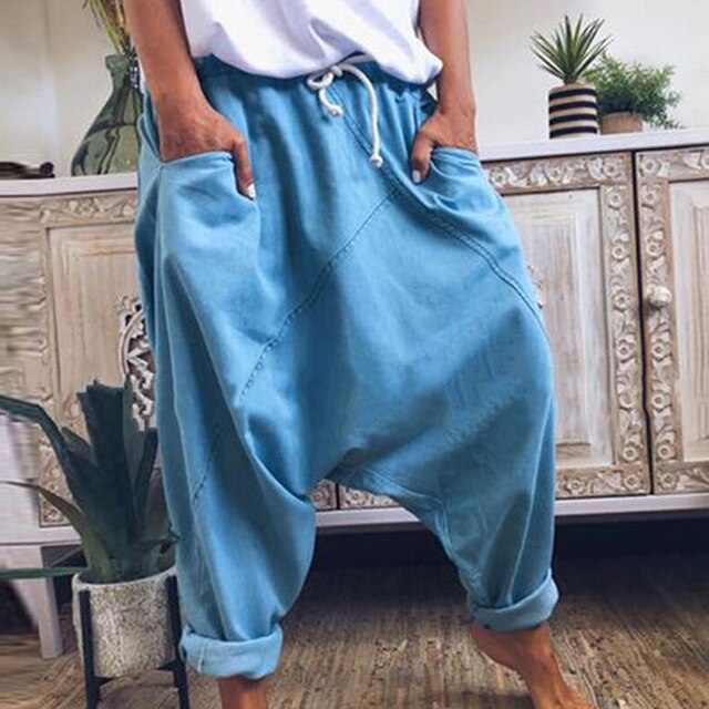 Baggy men's bohemian trousers, offering ultimate comfort & relaxed style; ideal for casual or fashion-forward looks.