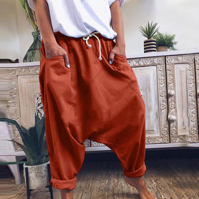 Men's Relaxed Bohemian Harem Pants, featuring a loose fit and comfortable design for casual & stylish wear.