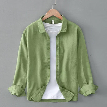 Casual men's everyday shirt with relaxed fit, designed for breathability in warm summer weather.