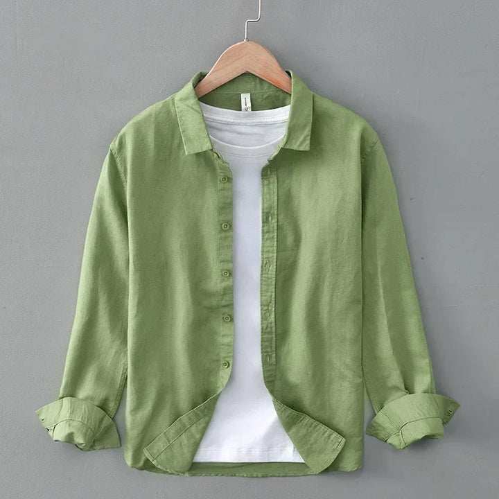 Casual men's everyday shirt with relaxed fit, designed for breathability in warm summer weather.