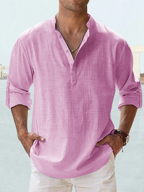 Men's casual relaxed fit summer shirt, short sleeve, breathable button-down design for hot weather comfort.