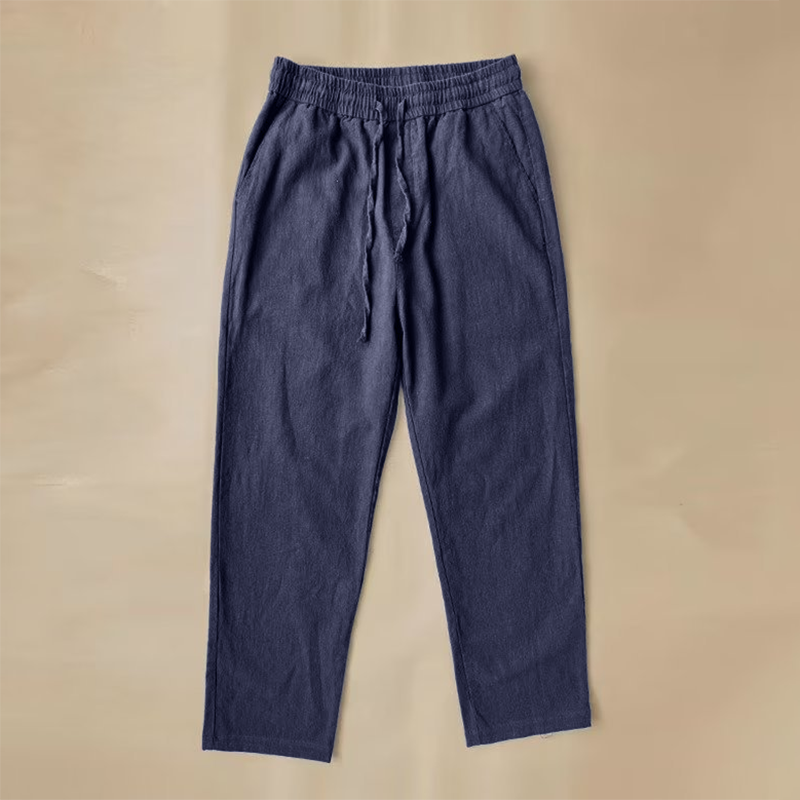 Light-colored men's relaxed fit summer pants, breathable for comfort and casual warm weather style.