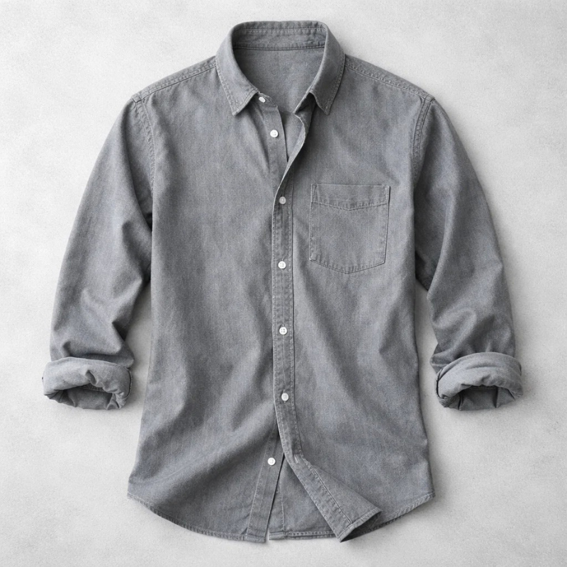 Men's fashion long sleeve button-down casual shirt. Relaxed fit, versatile for everyday comfort.
