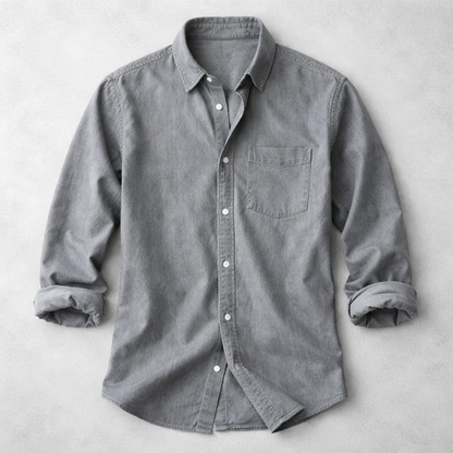 Men's fashion long sleeve button-down casual shirt. Relaxed fit, versatile for everyday comfort.