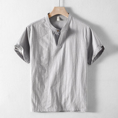 Versatile men's casual button-down shirt, ideal for spring & summer relaxed everyday wear.
