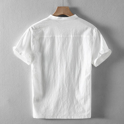 Stylish men's casual button-down shirt with a relaxed fit, great for spring/summer versatility.