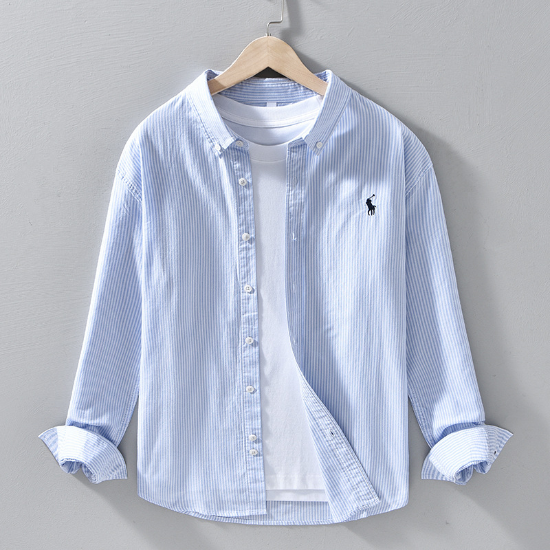 Men's relaxed fit button-down shirt, perfect for everyday casual wear. Long sleeve, versatile men's fashion.