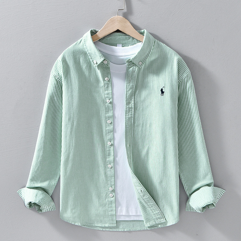 Comfortable men's relaxed fit button-down shirt. A stylish long sleeve casual shirt for spring & summer.