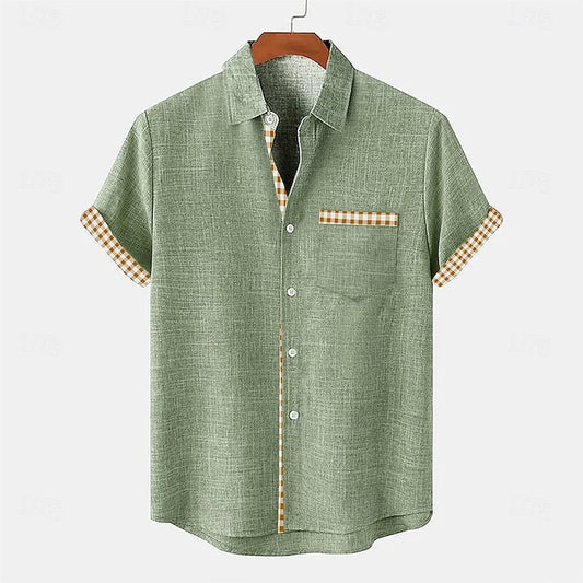 Men's relaxed fit button-up shirt, perfect for casual everyday wear. Comfortable and stylish for spring/summer.