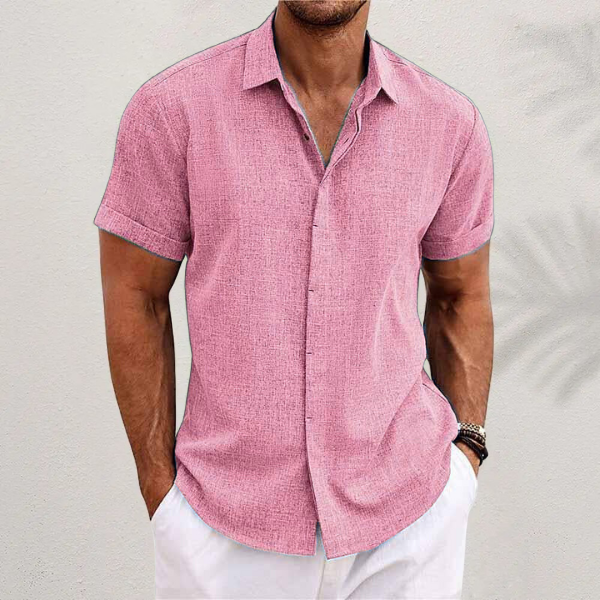 Men's short-sleeve button-up shirt, relaxed fit, classic collar, for effortless casual spring and summer fashion.