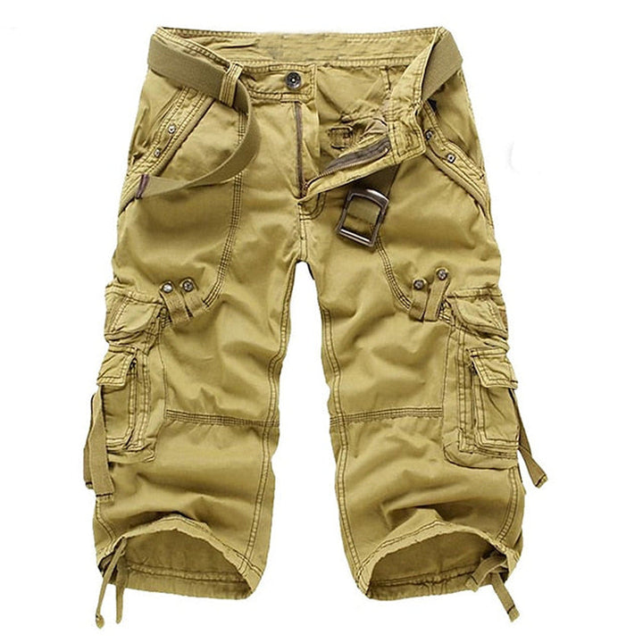 Stylish Men's Knee Length Cargo Shorts, relaxed fit, featuring ample pockets for outdoor activities.