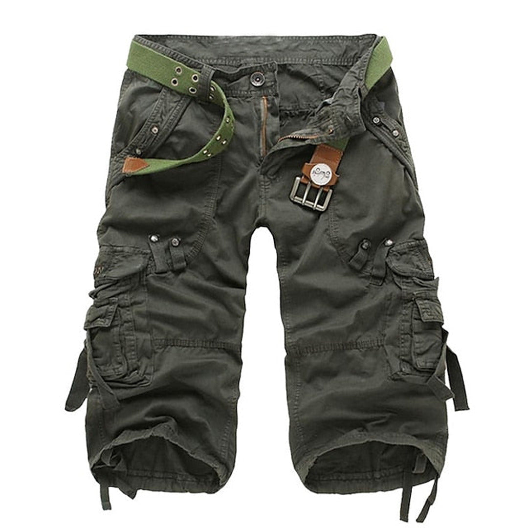 Adventure-ready Men's Cargo Shorts, relaxed fit, multi-pocket design, ideal for outdoor & casual wear.