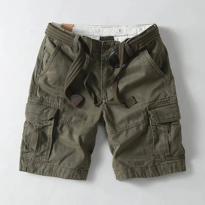 Versatile men's relaxed fit cargo shorts with a built-in belt. Great for casual fashion, outdoor activities, warm weather.