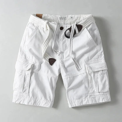 Men's relaxed fit cargo shorts featuring multiple utility pockets & a convenient built-in belt for outdoor adventures.
