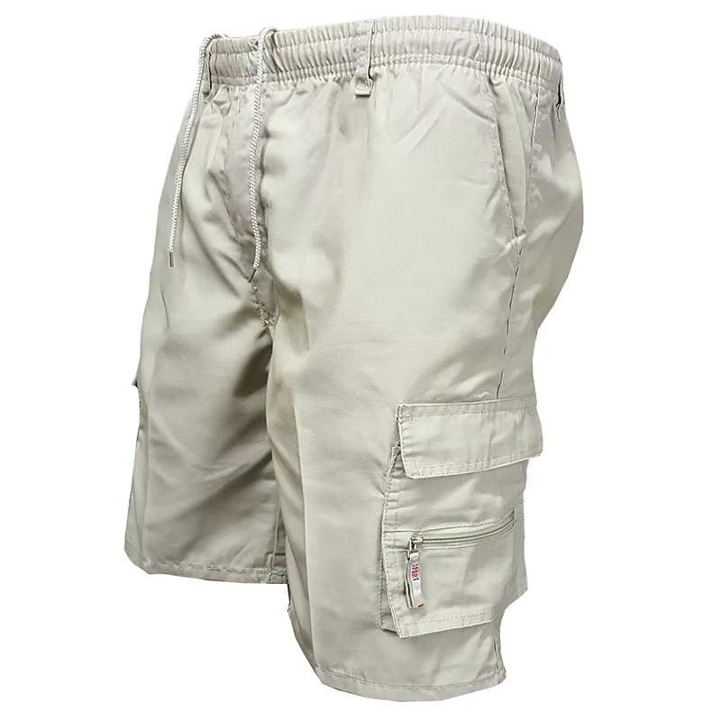 Casual men's summer shorts: loose fit cargo style with ample storage in utility pockets.