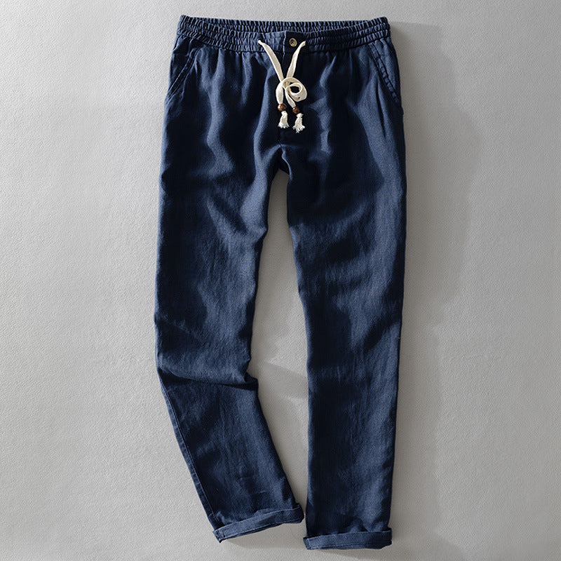 Men's relaxed fit casual pants with drawstring waist, ideal for summer comfort and everyday wear.