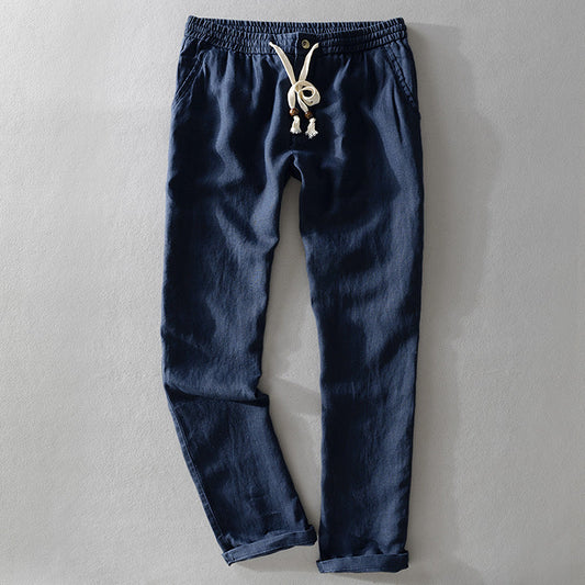Men's relaxed fit casual pants with drawstring waist, ideal for summer comfort and everyday wear.