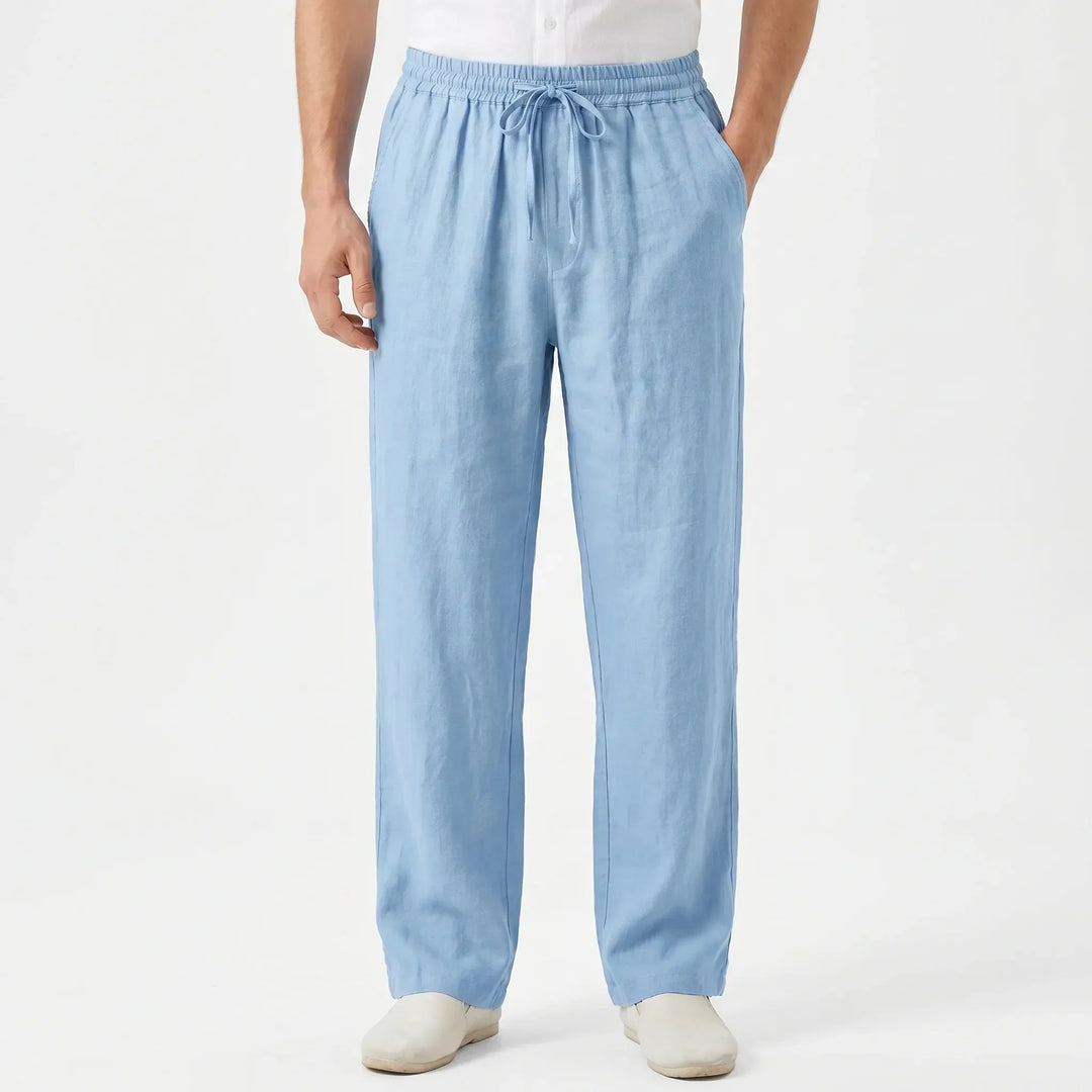 Comfortable men's relaxed fit straight leg casual pants, ideal for everyday wear, summer, and travel.