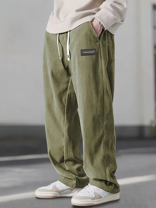 Men's relaxed fit casual trousers in beige, ideal for everyday comfort & versatile styling.