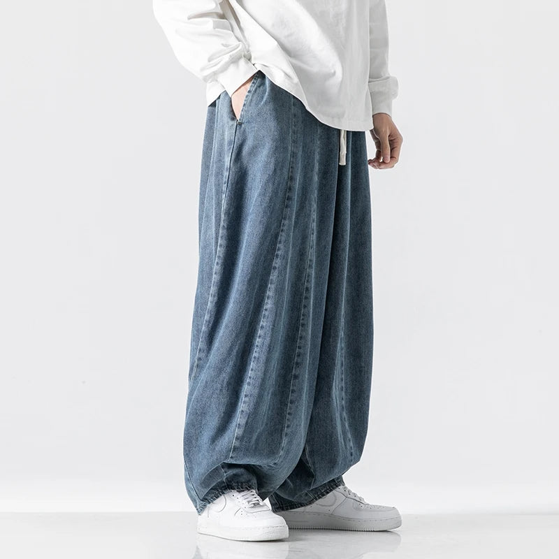 Men's light blue relaxed fit jogger pants. Comfortable & versatile for casual wear, active days, or street fashion.