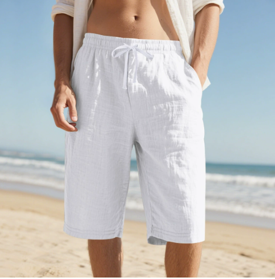 Men's relaxed fit chino shorts with adjustable drawstring waist, perfect for casual summer comfort & everyday wear.