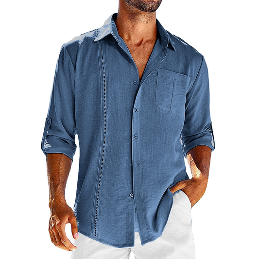 Men's relaxed fit Cuban style casual shirt, a new arrival for comfortable summer and vacation wear.