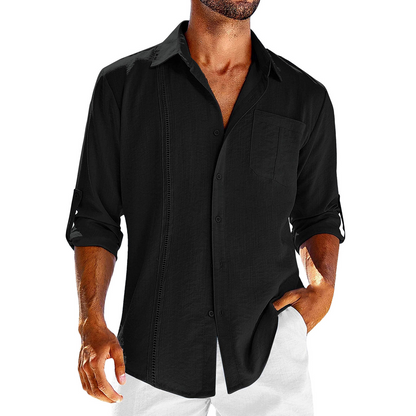New arrivals: Men's casual Cuban shirt, relaxed fit summer top for vacations, beach, and resort wear.