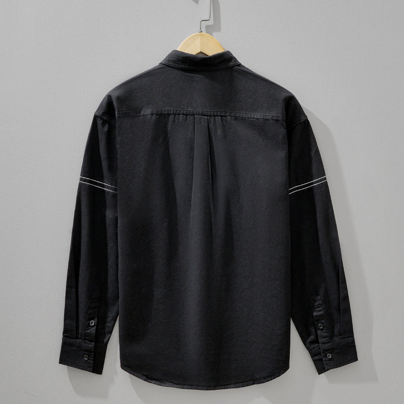 Black men's casual shirt with a relaxed fit, great for everyday wear & versatile smart casual outfits.
