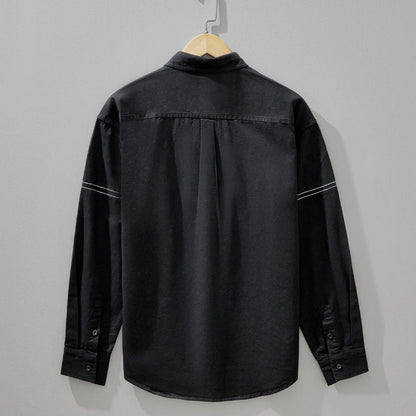 Black men's casual shirt with a relaxed fit, great for everyday wear & versatile smart casual outfits.