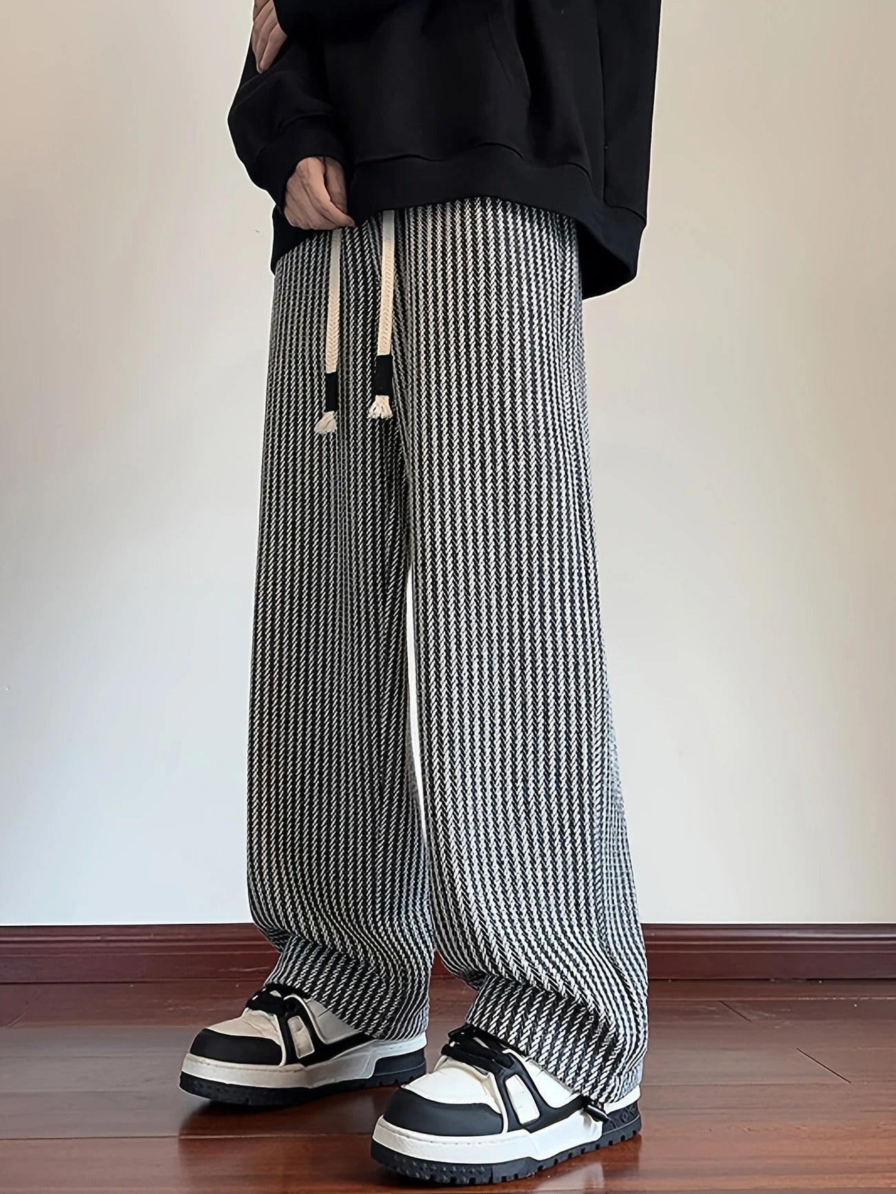 Men's comfortable herringbone relaxed fit lounge pants, great for a stylish, laid-back look and comfort.