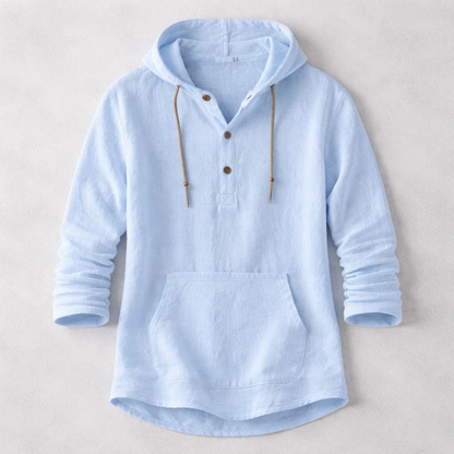 Men's relaxed fit hoodie shirt in lightweight fabric, perfect for comfortable summer wear & casual style.