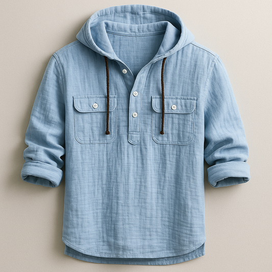 Men's relaxed fit hoodie shirt in soft fabric for everyday comfort and casual wear.