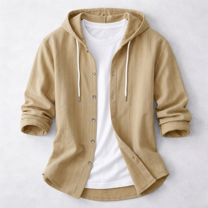 Stylish men's relaxed fit pullover hoodie shirt. Ideal casual everyday wear, versatile for spring & summer comfort.