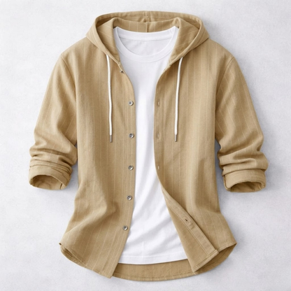 Stylish men's relaxed fit pullover hoodie shirt. Ideal casual everyday wear, versatile for spring & summer comfort.
