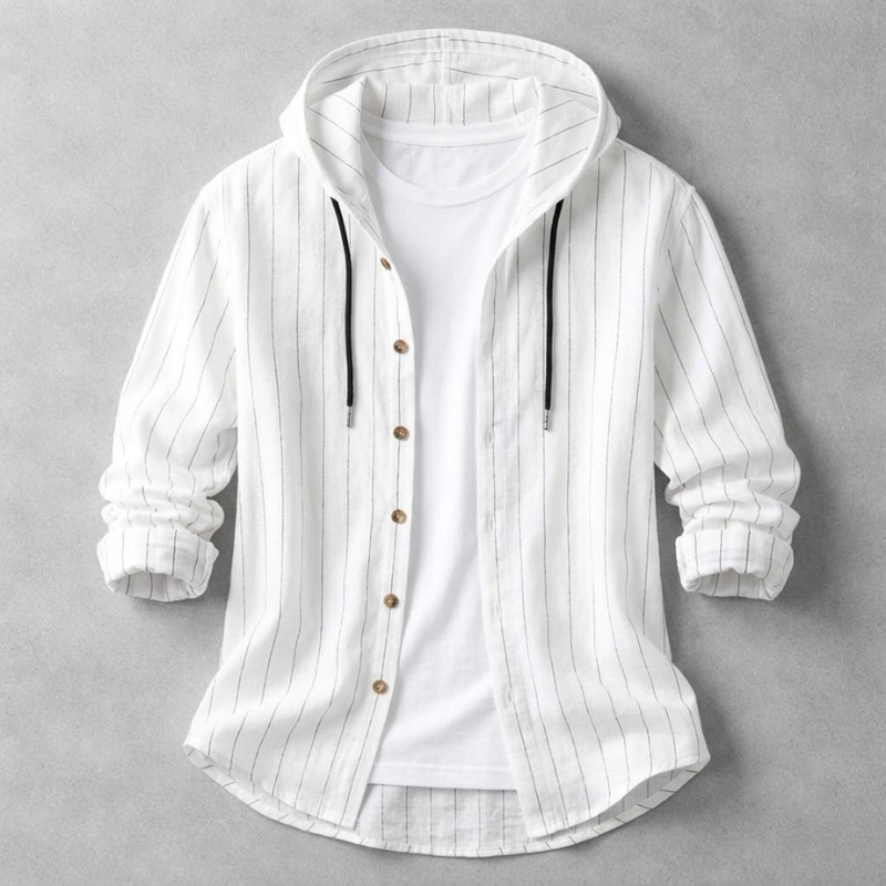 Men's casual relaxed fit hoodie shirt, an everyday comfortable hooded top. Perfect versatile pullover for summer.