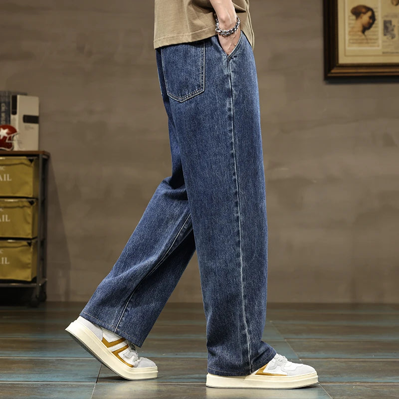 Stylish men's relaxed fit denim joggers in sky blue, offering ultimate comfort and a modern casual look.