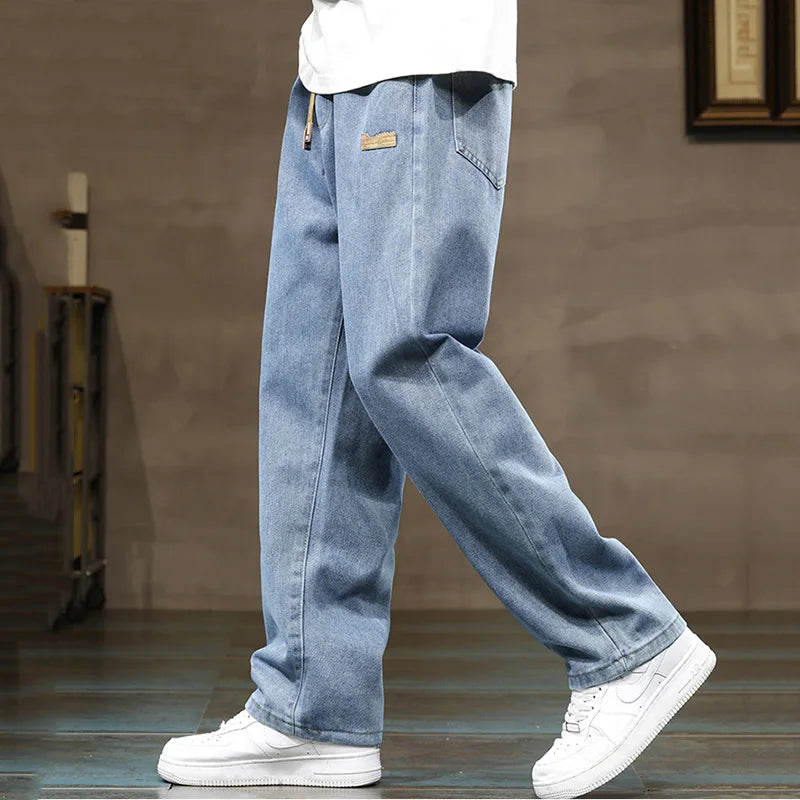 Comfortable men's denim joggers with a relaxed fit, perfect for casual style and all-day wear.